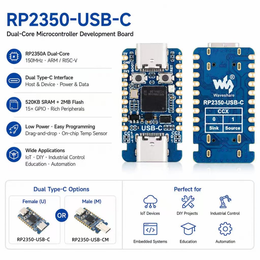 Banana Pi Bpi-M5 - RP2350-USB-C 미니 개발 보드, 라즈베리 파이